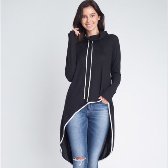 ‼️CLEARANCE‼️ Cowl Neck Long Sleeve High Low - Picture 3 of 6